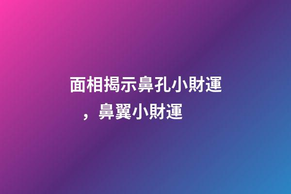 面相揭示鼻孔小財運，鼻翼小財運